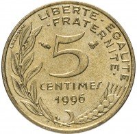 купить Франция 5 сантимов 1996
