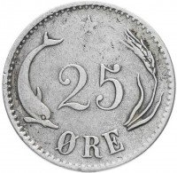 Купить Дания 25 эре 1874