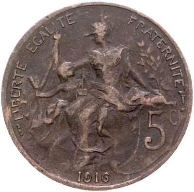 купить Франция 5 сантимов 1916