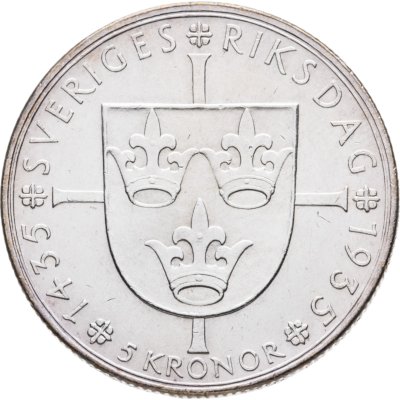 купить Швеция 5 крон (kronor) 1935 500 лет Риксдагу - шведскому парламенту