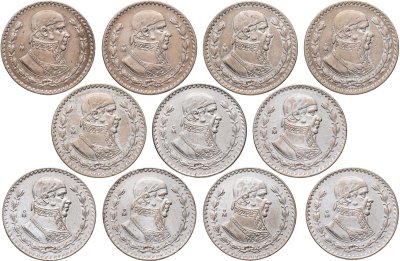 купить Мексика подборка 1 песо (peso) 1957-1967 всех годов