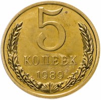 купить 5 копеек 1989 яркий штемпельный блеск