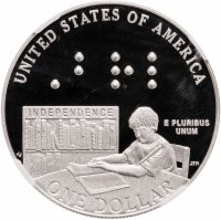 купить США 1 доллар (dollar) 2009 "200 лет со дня рождения Луи Брайля" (в слабе)