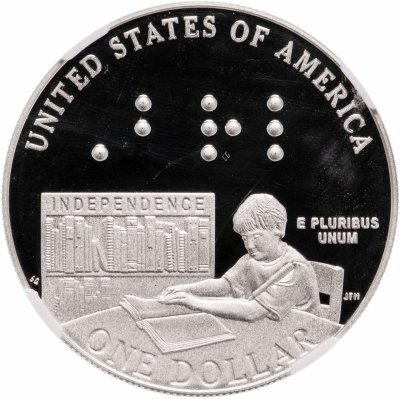 купить США 1 доллар (dollar) 2009 "200 лет со дня рождения Луи Брайля" (в слабе)
