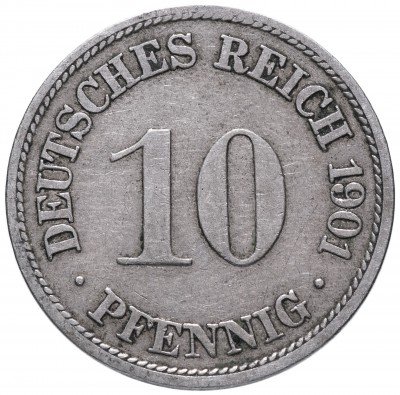 купить Германия 10 рейх пфеннигов 1901 "F"