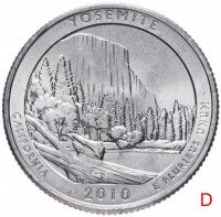 Купить США 1/4 доллара (25 центов, квотер) 2010 D — "Йосемитский национальный парк" (3-й парк)