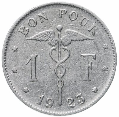 купить Бельгия 1 франк (franc) 1923 Надпись на французском - 'BELGIQUE'