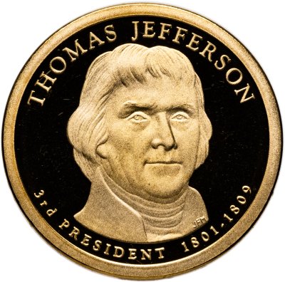 купить США 1 доллар (dollar) 2007 Proof "Томас Джефферсон (3-й президент США)" знак монетного двора "S" - Сан-Франциско