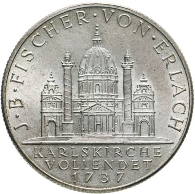 купить Австрия 2 шиллинга (shillings) 1937 "200 лет со дня завершения строительства церкви Святого Карла"