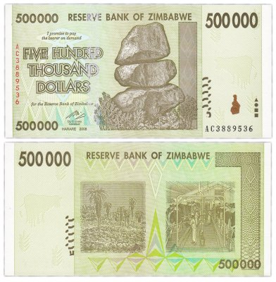 купить Зимбабве - 500000 (500 тысяч) долларов 2008 "Скотоводство" Pick 76а