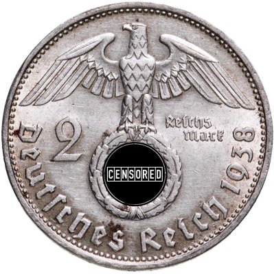 купить Германия (Третий Рейх) 2 рейхсмарки (reichsmark) 1938, знак монетного двора "B" - Вена