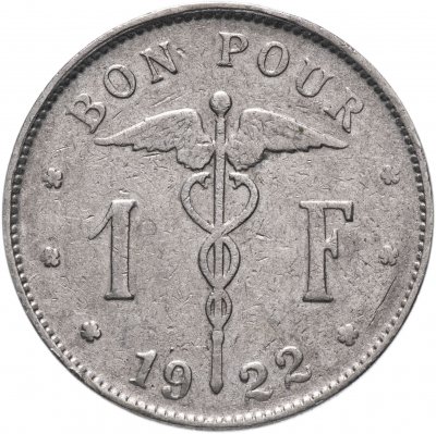 купить Бельгия 1 франк 1922-1934 Надпись на французском - 'BELGIQUE'