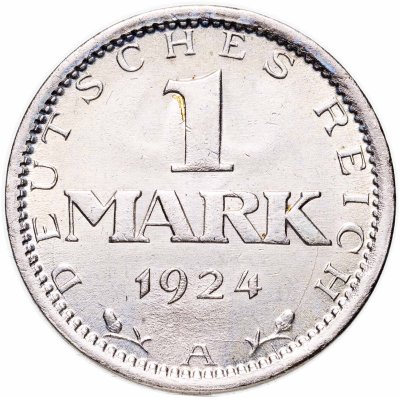 купить Германия 1 марка (mark) 1924 A знак монетного двора "A" — Берлин