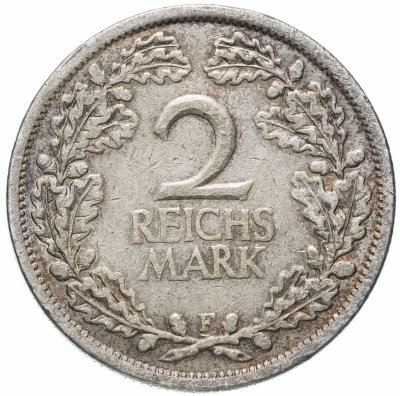 купить Германия 2 рейхсмарки (reichsmark) 1926 Знак монетного двора "F" — Штутгарт
