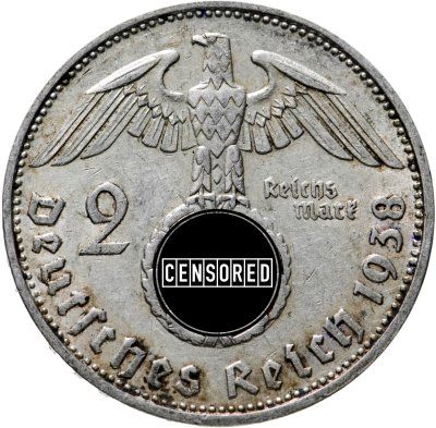 купить Германия, Третий рейх 2 рейхсмарки (reichsmark) 1938, знак монетного двора: "G" - Карлсруэ