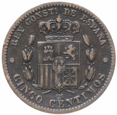 купить Испания 5 сентимо (centimos) 1879