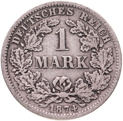 купить Германия 1 марка 1874, знак монетного двора: "F" - Штутгарт