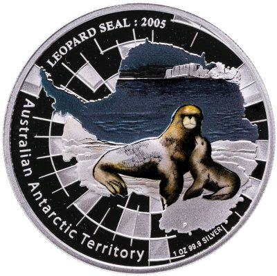 купить Австралия 1 доллар 2005 "Антарктические территории - Морской леопард" в футляре с сертификатом