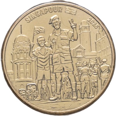 купить Франция 1/4 евро (euro) 2025 "День Победы - Сингапур", в коин-карте