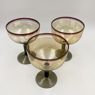 купить Набор из 3-х бокалов с бордовой каймой, стекло, Россия, 1980-2000 гг.
