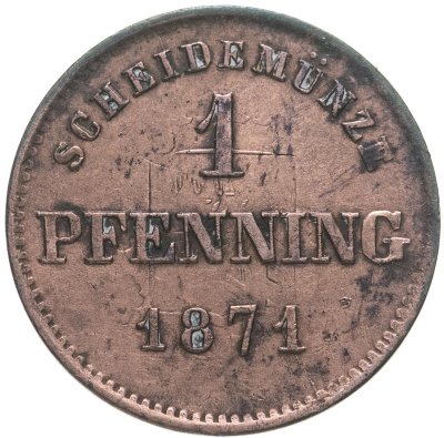 купить Германия, Бавария 1 пфенниг 1871