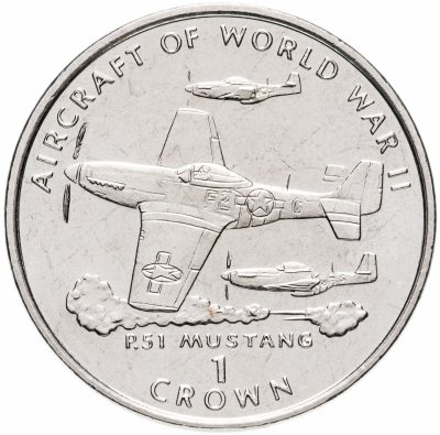 купить Остров Мэн 1 крона (crown) 1995 "Авиация Второй Мировой войны - P-51 Mustang"