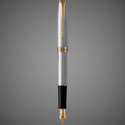 купить Перьевая ручка Parker Sonnet , Stainless Steel GT, перо: F или М, цвет чернил: black, в подарочной упаковке, Металлы: латунь, нержавеющая сталь, позолота, позолота, 2026 г.