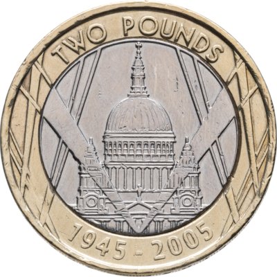 купить Великобритания 2 фунта (pounds) 2005 60 лет Победы