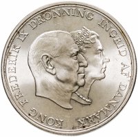 купить Дания 5 крон (kroner) 1960 "Серебряная свадьба короля Фредерика и королевы Ингрид"