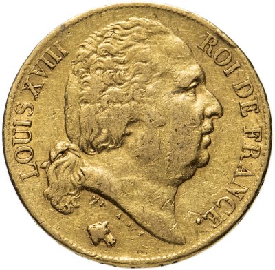 купить Франция 20 франков (francs) 1819, с портретом короля Луи XVIII