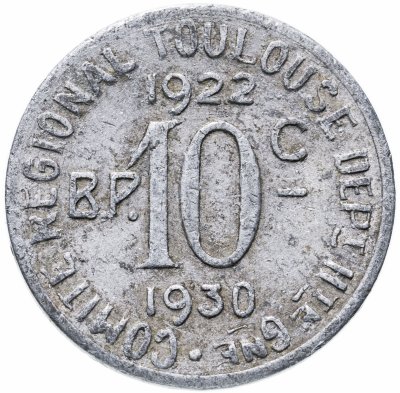 купить Франция, Тулуза, Латинский Союз, нотгельд 10 сантимов 1922-1933