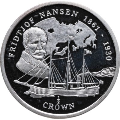 купить Остров Мэн 1/2 кроны (crown) 1997 Великие Путешественники - Фритьоф Нансен
