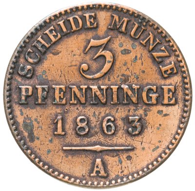 купить Германия, Пруссия 3 пфеннига 1863