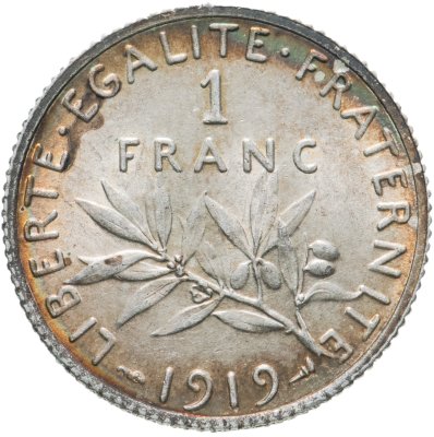 купить Франция 1 франк (franc) 1919