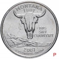 Купить США 1/4 доллара (квотер, 25 центов) 2007 P "Штат Монтана"