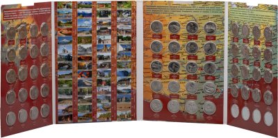 купить США, набор из 56 монет 25 центов (1/4 доллара) 2010-2021 гг. "Национальные парки" в тематическом альбоме