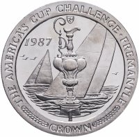 купить Остров Мэн 1 крона 1987 "Регата Кубок Америки, Фримантл 1987"