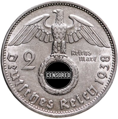 купить Германия (Третий Рейх) 2 рейхсмарки (reichsmark) 1938, знак монетного двора "B" - Вена