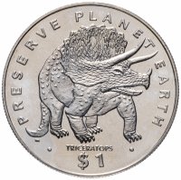 купить Эритрея 1 доллар (dollar) 1993 "Берегите планету Земля - Динозавр Трицератопс"