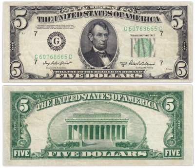 купить США 5 долларов 1950 series 1950B, Priest-Anderson, 7 G - Чикаго