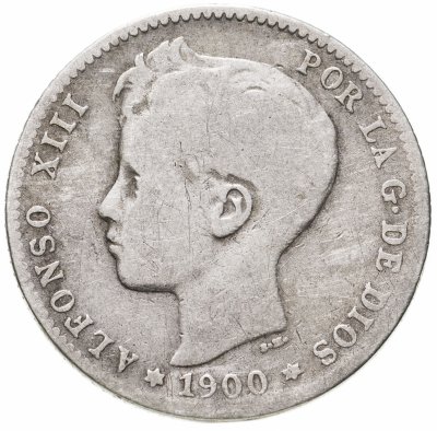 купить Испания 1 песета (peseta) 1899-1902, случайный год