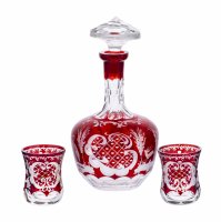 купить Набор для спиртных напитков из штофа и двух стопок из рубинового стекла, Западная Европа, 1960-1990 гг.
