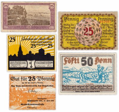 купить Германия (разные земли) набор из 5 нотгельдов 1920
