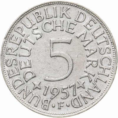 купить Германия 5 марок 1957 F знак монетного двора: "F" - Штутгарт