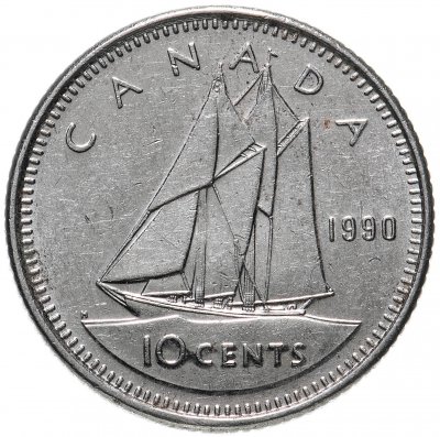 купить Канада 10 центов (cents) 1990 королева средних лет