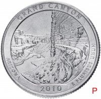 Купить США 1/4 доллара (25 центов, квотер) 2010 P — "Национальный парк Гранд Каньон" (4-й парк)