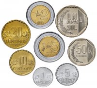 купить Перу набор монет 2009 года 1, 5, 10, 20, 50 центимо, 1, 2 и 5 солей (8 штук)
