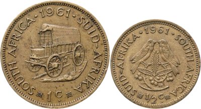 купить ЮАР набор 1/2 и 1 цент 1961