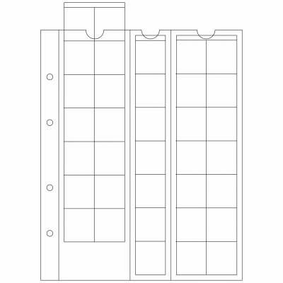 купить Лист Leuchtturm (Германия) формата Optima (200х250 мм) M35 на 35 ячейки для монет до 27мм, 306013