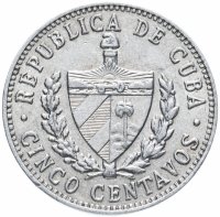 Купить Куба 5 сентаво (centavos) 1968